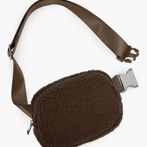 Brown Fleece Crossbody Bag